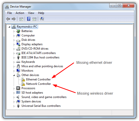 How To Fix Network Controller Driver Windows 7
